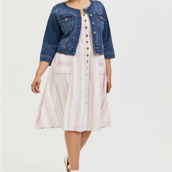 LIKE NEW! Torrid Midi Linen Button-Front Dress Size 2X - Picture 2 of 9